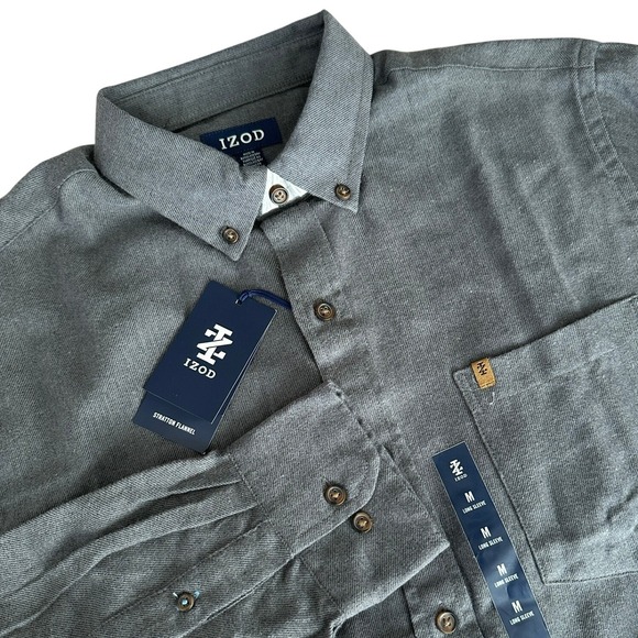 Izod Other - IZOD Mens Stratton Long Sleeve Flannel Med Asphalt 46IZFGB2SR021 Business Casual